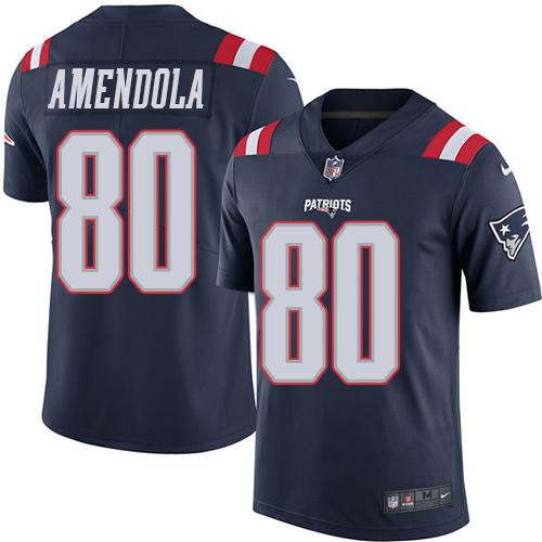 [FULLY STITCHED] #80 New England Patriots Danny Amendola Navy Blue Rush Limited Football Jersey 