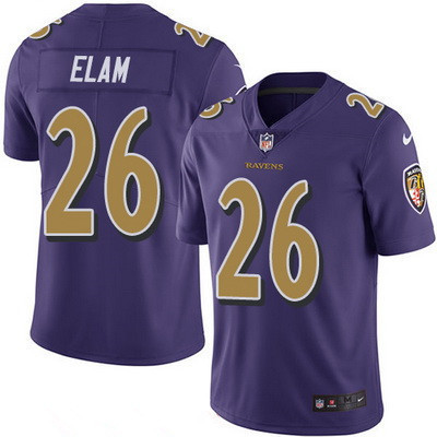 [FULLY STITCHED] #26 Baltimore Ravens Matt Elam Purple 2016 Color Rush Limited Football Jersey 