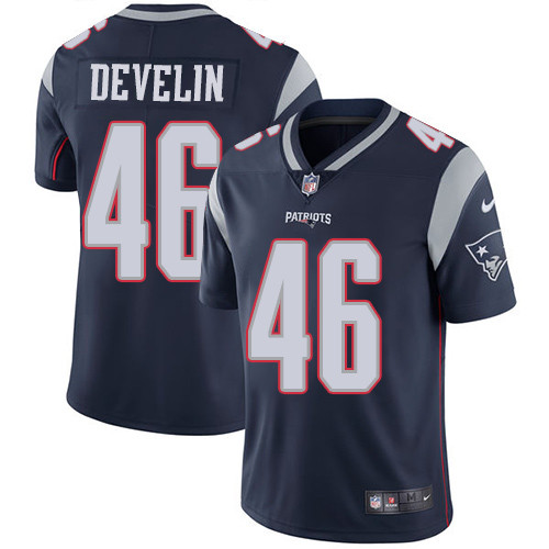 [FULLY STITCHED] #46 New England Patriots James Develin Navy Blue Style 2 Limited Football Jersey 