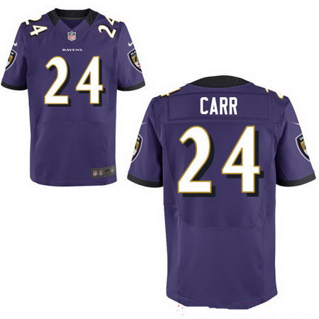 [FULLY STITCHED] #24 Baltimore Ravens Brandon Carr Purple Limited Football Jersey 