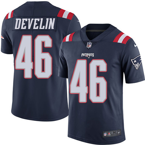 [FULLY STITCHED] #46 New England Patriots James Develin Navy Blue Rush Limited Football Jersey 