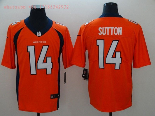 [FULLY STITCHED] #14 Denver Broncos Courtland Sutton 2020 Orange Limited Football Jersey 