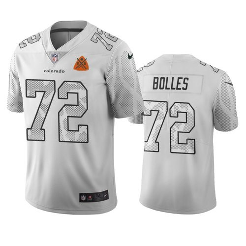 [FULLY STITCHED] #72 Denver Broncos Garett Bolles White City Edition Limited Football Jersey 