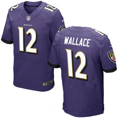 [FULLY STITCHED] #12 Baltimore Ravens Mike Wallace Purple Limited Football Jersey 