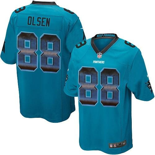 [FULLY STITCHED] #88 Carolina Panthers Greg Olsen Blue Alternate Strobe Limited Football Jersey 