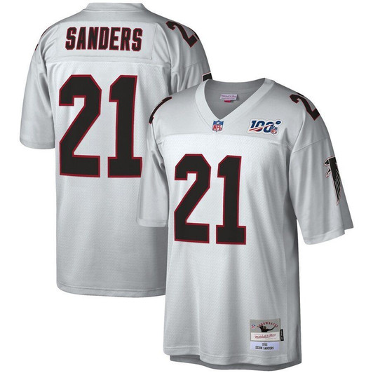 [FULLY STITCHED] Atlanta Falcons Deion Sanders 100 Legacy Platinum Style 2 Limited Football Jersey 
