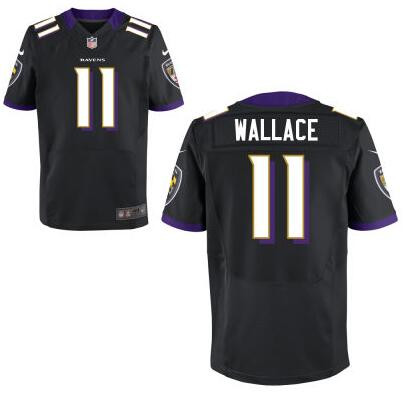 [FULLY STITCHED] #11 Baltimore Ravens Mike Wallace Black Alternate Limited Football Jersey 