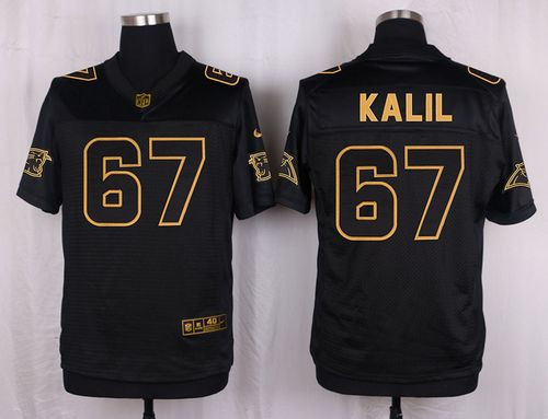 [FULLY STITCHED] #67 Carolina Panthers Ryan Kalil Black Gold Collection Limited Football Jersey 