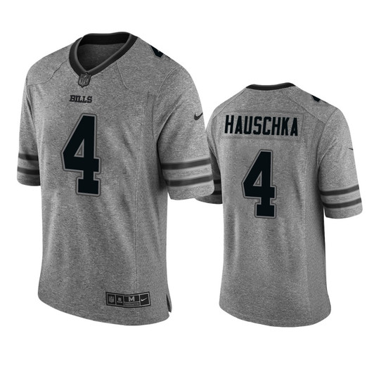 [FULLY STITCHED] #4 Buffalo Bills Steven Hauschka Gray Gridiron Gray Limited Football Jersey 
