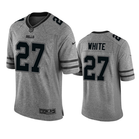 [FULLY STITCHED] #27 Buffalo Bills Tredavious White Gray Gridiron Gray Limited Football Jersey 