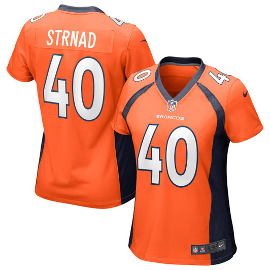 [FULLY STITCHED] Denver Broncos Justin Strnad American Orange Limited Football Jersey 