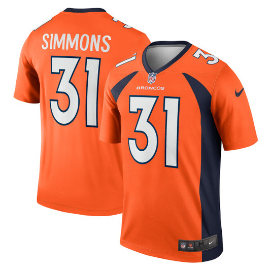 [FULLY STITCHED] Denver Broncos Justin Simmons Orange Style 9 Limited Football Jersey 