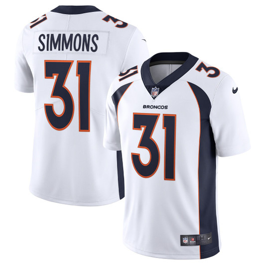 [FULLY STITCHED] Denver Broncos Justin Simmons White Style 4 Limited Football Jersey 