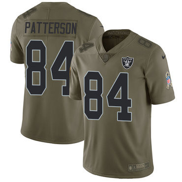 [FULLY STITCHED] #84 Oakland Raiders Cordarrelle Patterson Olive 2017 Salute To Service Limited Football Jersey 