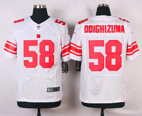 [FULLY STITCHED] #58 New York Giants Owamagbe Odighizuwa White Road Limited Football Jersey 