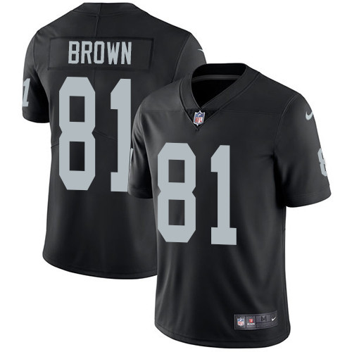 [FULLY STITCHED] #81 Oakland Raiders Tim Brown Black Limited Football Jersey 