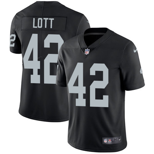[FULLY STITCHED] #42 Oakland Raiders Ronnie Lott Black Limited Football Jersey 