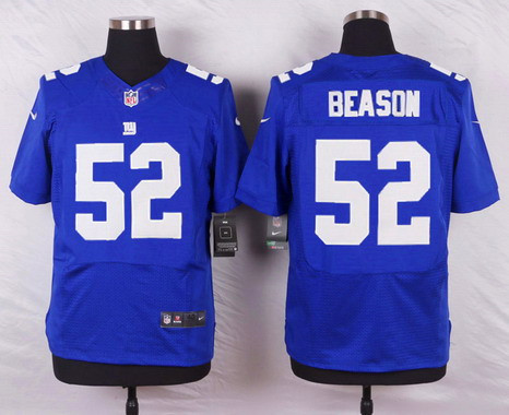 [FULLY STITCHED] #52 New York Giants Jon Beason Royal Blue Limited Football Jersey 