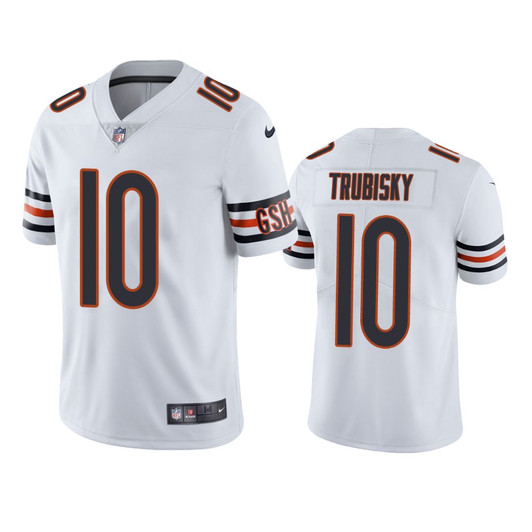 [FULLY STITCHED] Chicago Bears Mitchell Trubisky White Limited Football Jersey 