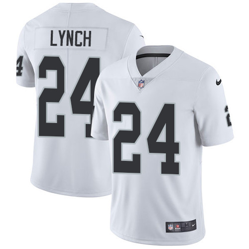 [FULLY STITCHED] #24 Oakland Raiders Marshawn Lynch White Limited Football Jersey 