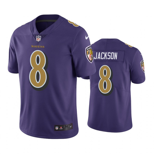 [FULLY STITCHED] Baltimore Ravens Lamar Jackson Purple Color Rush Limited Football Jersey 