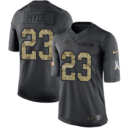 [FULLY STITCHED] #23 Buffalo Bills Micah Hyde Black 2016 Salute To Service Limited Football Jersey 