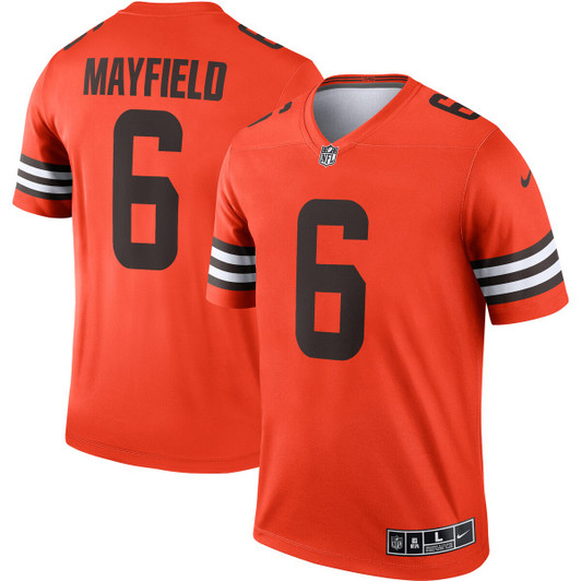 [FULLY STITCHED] Cleveland Browns Baker Mayfield Inverted American Orange Limited Football Jersey 
