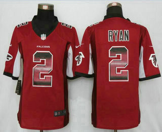 [FULLY STITCHED] #2 Atlanta Falcons Matt Ryan Red Strobe 2015 Limited Football Jersey 