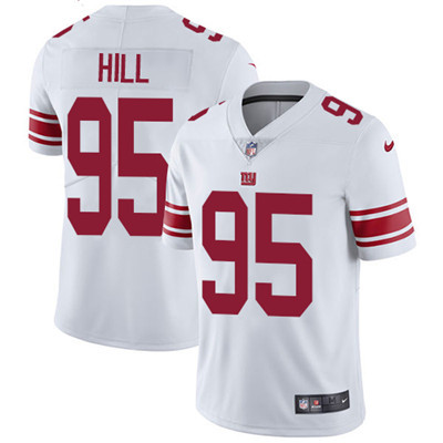 [FULLY STITCHED] #95 New York Giants Bj Hill White Limited Football Jersey 