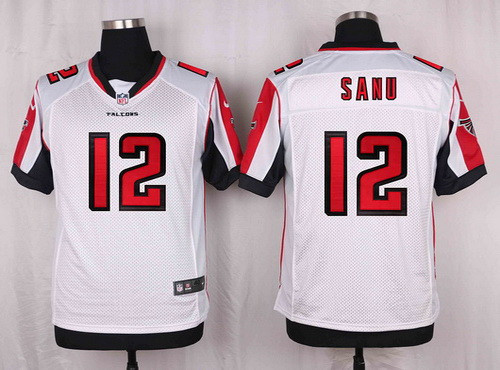 [FULLY STITCHED] #12 Atlanta Falcons Mohamed Sanu White Road Limited Football Jersey 