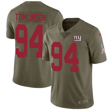 [FULLY STITCHED] #94 New York Giants Dalvin Tomlinson Olive 2017 Salute To Service Limited Football Jersey 