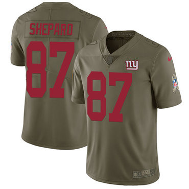 [FULLY STITCHED] #87 New York Giants Sterling Shepard Olive 2017 Salute To Service Limited Football Jersey 