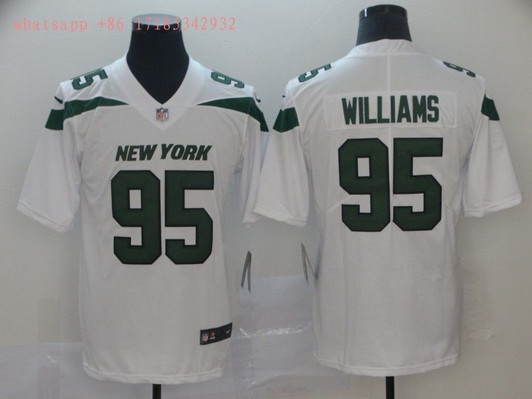 [FULLY STITCHED] #95 New York Jets Quinnen Williams 2020 White Limited Football Jersey 