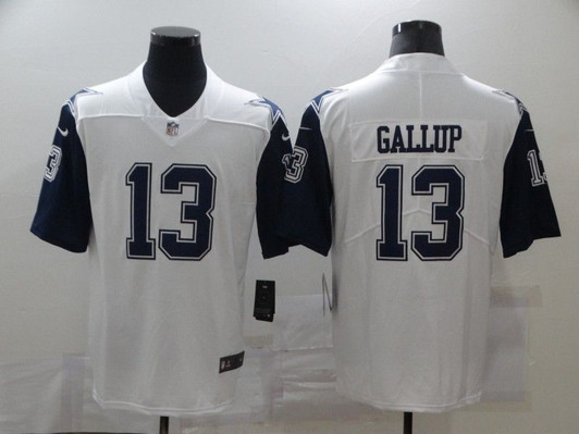 [FULLY STITCHED] #13 Dallas Cowboys Michael Gallup 2020 White Style 2 Limited Football Jersey 
