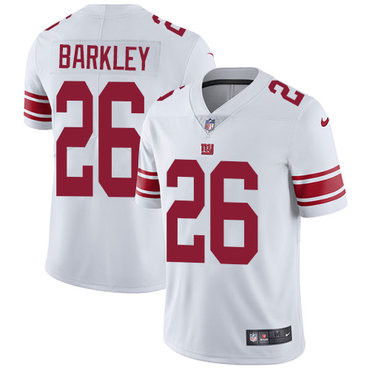 [FULLY STITCHED] #26 New York Giants Saquon Barkley White Style 2 Limited Football Jersey 