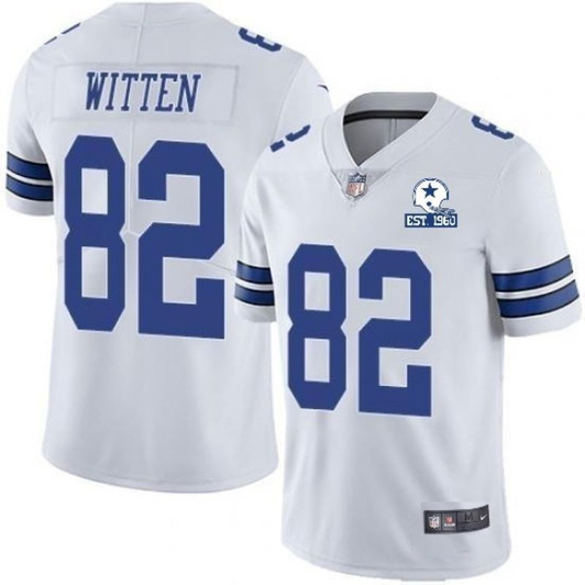 [FULLY STITCHED] #82 Dallas Cowboys Jason Witten 2020 White Style 2 Limited Football Jersey 