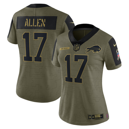 [FULLY STITCHED] Buffalo Bills Josh Allen 2021 Salute To Service Olive Limited Football Jersey 
