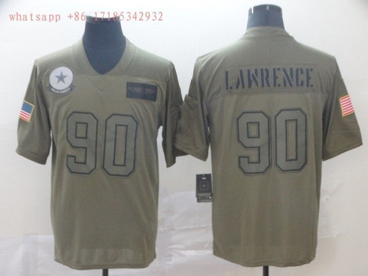 [FULLY STITCHED] #90 Dallas Cowboys Demarcus Lawrence 2020 Grey Limited Football Jersey 