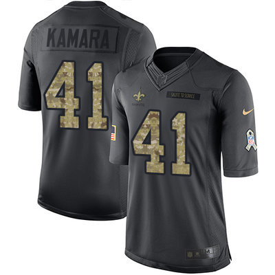 [FULLY STITCHED] #41 New Orleans Saints Alvin Kamara Black 2016 Salute To Service Limited Football Jersey 