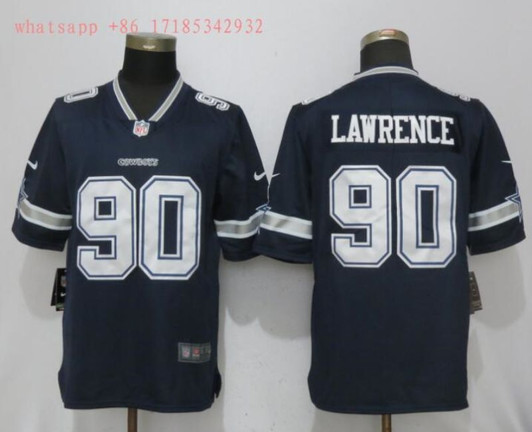 [FULLY STITCHED] #90 Dallas Cowboys Demarcus Lawrence 2020 Blue Limited Football Jersey 