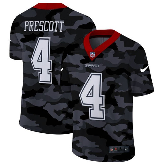 [FULLY STITCHED] #4 Dallas Cowboys Dak Prescott 2020 Camo Limited Football Jersey 