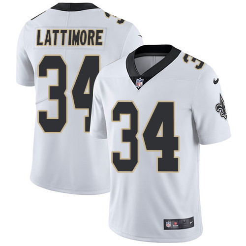 [FULLY STITCHED] #34 New Orleans Saints Marshon Lattimore White Limited Football Jersey 