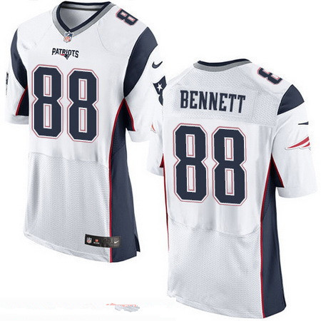 [FULLY STITCHED] #88 New England Patriots Martellus Bennett New White Road Limited Football Jersey 