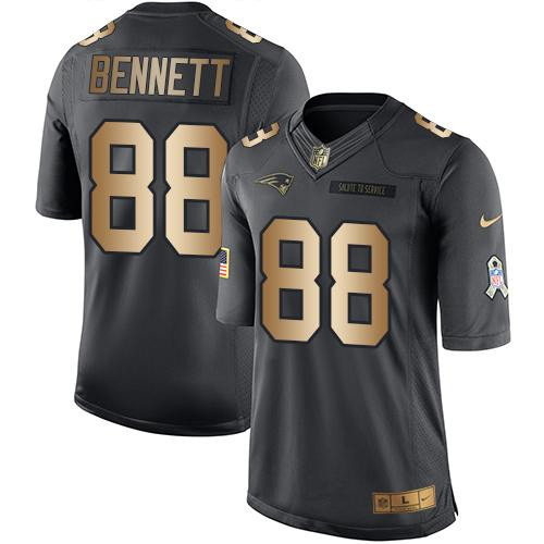 [FULLY STITCHED] #88 New England Patriots Martellus Bennett Anthracite Gold 2016 Salute To Service Limited Football Jersey 