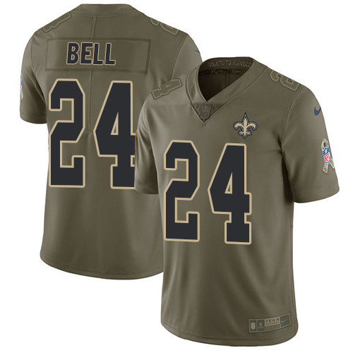 [FULLY STITCHED] #24 New Orleans Saints Vonn Bell Olive 2017 Salute To Service Limited Football Jersey 