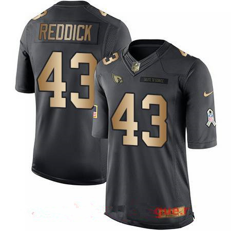 [FULLY STITCHED] #43 Arizona Cardinals Haason Reddick Anthracite Gold 2016 Salute To Service Limited Football Jersey 