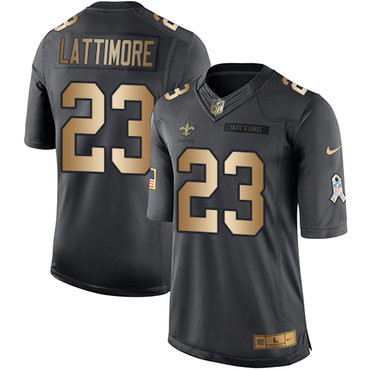 [FULLY STITCHED] #23 New Orleans Saints Marshon Lattimore Black Gold Salute To Service Limited Football Jersey 