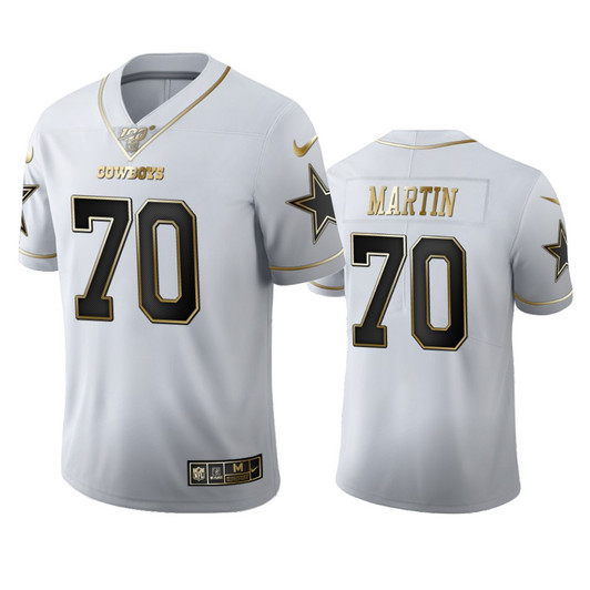 [FULLY STITCHED] Dallas Cowboys Zack Martin White 100th Season Golden Edition Limited Football Jersey 