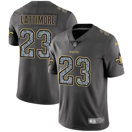 [FULLY STITCHED] #23 New Orleans Saints Marshon Lattimore Gray Static Limited Football Jersey 