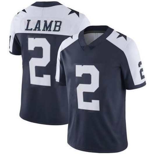 [FULLY STITCHED] #2 Dallas Cowboys Ceedee Lamb 2020 Black Blue Limited Football Jersey 